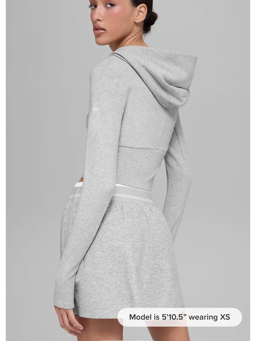 ALO Yoga Light Heather Gray Cropped Zip Hoodie